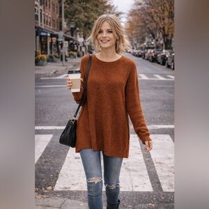 🍁 Merona Knit Sweater – Rust Brown | Size L